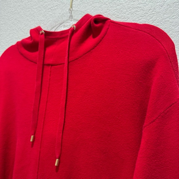 Calvin Klein Red Knit Hoodie Pullover Sweater Women’s Size S - Picture 3 of 7